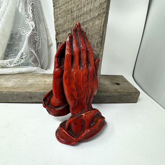 Vintage  Western Germany Praying Hands Wall Hanging - 8" - Picture 1 of 8